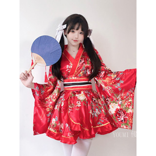 日本正裝 傳統和服 cosplay 服裝夏日和風印花改良浴衣和服女士套裝