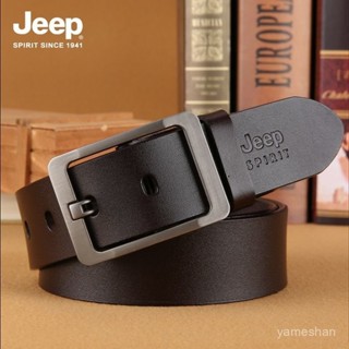 [ 嚴 選 ]JEEP牛皮皮帶男士真皮針扣 腰帶男韓版褲帶3.8CM正品休閒百搭青年 NF67