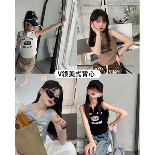 Olliෆ兒童無袖上衣 女童背心 兒童小可愛 女童韓版背心夏季字母彈力短款百搭打底衫中大童吊帶無袖上衣