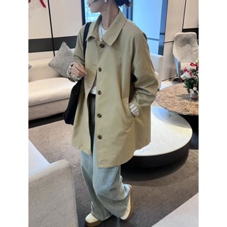 新款優惠 外套女 風衣針織 卡其色風衣外套女2025年秋季新款韓版高階感寬鬆中長款休閒上衣