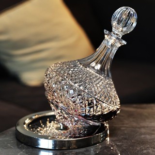 醒酒器 紅酒醒酒器 醒酒工具 威士忌醒酒器 水晶醒酒器 輕奢醒酒器 【璀璨款設計】歐式奢華高檔水晶玻璃帶蓋子旋轉陀螺不倒