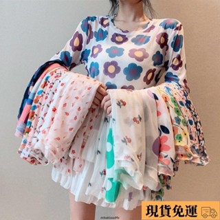 🚚臺灣限時低價🚚網紗 疊穿 打底衫💕 冰絲網紗防曬打底衫女夏季新款長袖泫雅風同款t恤內搭上衣潮 女生上衣 內搭