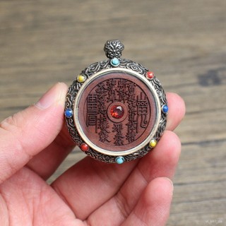 鎮瀾宮 過爐加持🙏🏻雷擊棗木山鬼掛件吊墜藏銀邊框道家法器隨身配飾老料深色精雕手工 QYYK