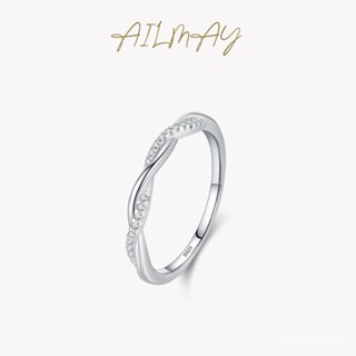 AILMAY✨正品授權✨香港直發S925純銀戒指女小眾設計交叉環形微鑲鑽指環小清新氣質百搭手飾品 女生戒指 韓版戒指