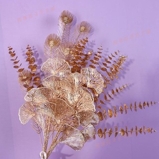 花蓮免運♕黃金人造葉尤加利花束人造花桉樹葉人造植物假植物配飾乾花花束塑膠花裝飾聖誕節節日裝飾