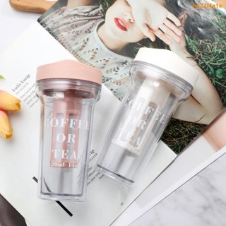 【興雅生活館】飲料杯咖啡隨行杯咖啡杯環保杯隨身杯隨行杯韓國梨花雙層塑膠杯子創意個性原宿女學生帶茶隔冷萃咖啡隨手杯花茶杯