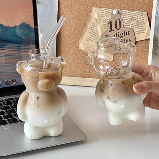 💥桃園倉庫出貨💥 ins網紅餐廳小熊杯子咖啡杯可愛卡通玻璃杯創意果汁奶茶飲料水杯