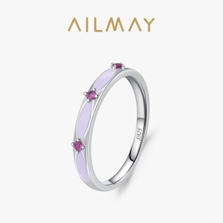 AILMAY✨正品授權✨香港直發S925純銀簡約幾何戒指女歐美跨境小眾ins設計感疊戴鑲鑽指環手飾