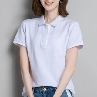 純色短袖POLO衫女 上衣 POLO衫 短袖衫 薄款襯衫新款夏季翻領polo衫上衣 韓版女裝 春夏秋男女裝 春夏裝