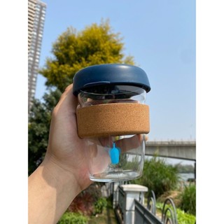 【杯底防滑設計】藍瓶咖啡便攜高顔值耐熱帶蓋隨手玻璃水杯女 WOSP