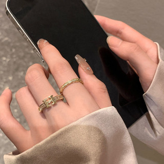 免運💍 高階感字母H鋯石戒指女小眾設計時尚開口指環複古個性女色食指戒韓國 純銀戒指 戒指男女告白禮物 情侶對戒 銀飾首飾