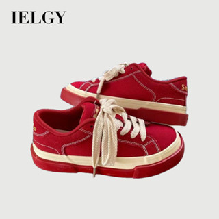 IELGY 2025 紅色女式百搭火帆布鞋休閒復古原創設計運動鞋