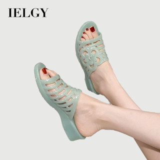IELGY 夏季時尚果凍坡跟防滑涼鞋女