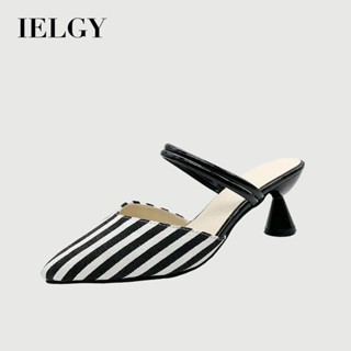 IELGY 夏季時尚細高跟穆勒鞋腳趾半滑涼鞋女兩穿