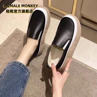 【SARA】樂福鞋女2025增高春秋季新款一腳蹬韓版鬆糕厚底百搭休閒懶人單鞋