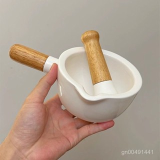 【臺灣熱銷】 陶瓷蒜臼子搗蒜器 家用小型手動研磨打蒜泥神器 石臼壓蒜搗碎罐 搗蒜器 打蒜泥神器 DZNR