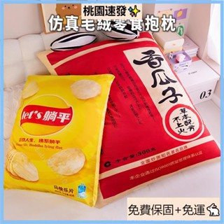 臺灣優選模擬毛絨零食抱枕😆零食抱枕 瓜子抱枕 辣條抱枕 薯片抱枕 長條抱枕 可愛抱枕 毛絨玩具 腰靠 靠背抱枕 睡覺抱