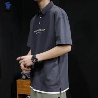 簡尚 夏季Polo衫 男寬松潮牌男裝上衣美式半袖男士重磅韓版港風短袖t恤YU