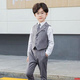 臺出貨💎男童西裝💎兒童禮服男童花童男孩馬甲套裝鋼琴演出婚禮西裝西服小主持人春秋