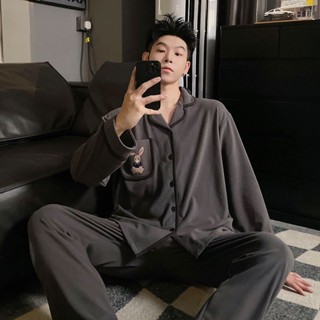 臺灣熱賣2025年新款秋冬季男士長袖睡衣德絨加厚保暖青少年家居服大碼套裝
