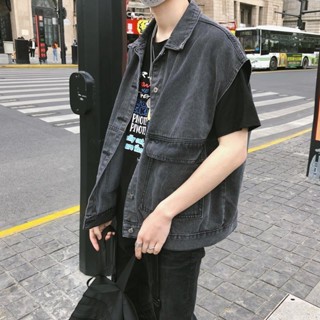 男士牛仔馬甲男韓版無袖坎肩修身牛仔背心馬夾上衣服休閒潮男男生牛仔外套 牛仔夾克 男生外套 牛仔外套男 YOYW