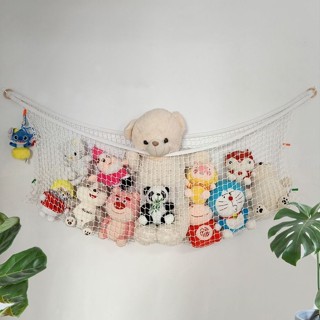 手工編織公仔娃娃網兜💕玩具收納編織網兜吊床免打孔墻壁掛網上鋪公仔收納網兜背景墻裝飾公仔娃娃收納 墻壁掛飾