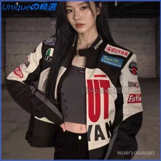可開發票 摩託車機車服短款外套女秋新款美式複古設計感小眾女機車夾克長袖 騎行服 騎行服套裝 長袖套裝 防曬防風 騎行服