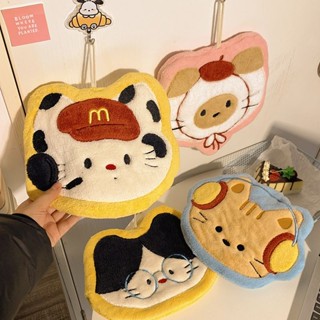 臺灣出貨✨【店鋪熱銷】麥門可愛貓咪擦手巾掛式衛生間廚房手帕兒童家用珊瑚抹布吸水毛巾