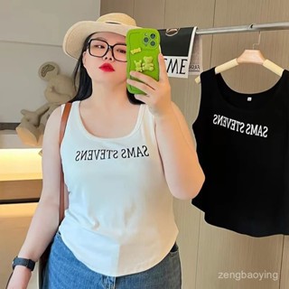 🔥臺灣出貨🔥【1436人收藏】夏季新款大碼女裝韓版胖mm字母印花百搭寬肩帶打底吊帶背心女上衣