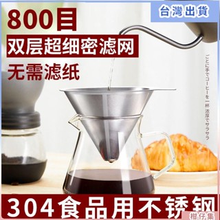 臺灣熱銷🎈雙層咖啡過濾器304不鏽鋼咖啡濾網手衝漏斗咖啡壺濾網滴漏式免濾紙過濾網
