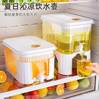 臺灣出貨 夏天必備 冰箱冷水壺 冰箱冷水壺 冷水瓶冰箱冷水壺食品級帶水龍頭大容量家用涼水桶水果檸檬茶食物收納盒 XMRJ