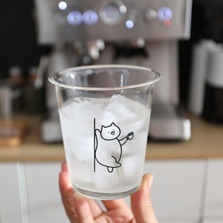 ✨限時免運✨爆款原創ins小貓可愛玻璃杯卡通咖啡杯家用牛奶飲料杯子果汁水杯果汁杯 玻璃杯 牛奶杯 咖啡杯