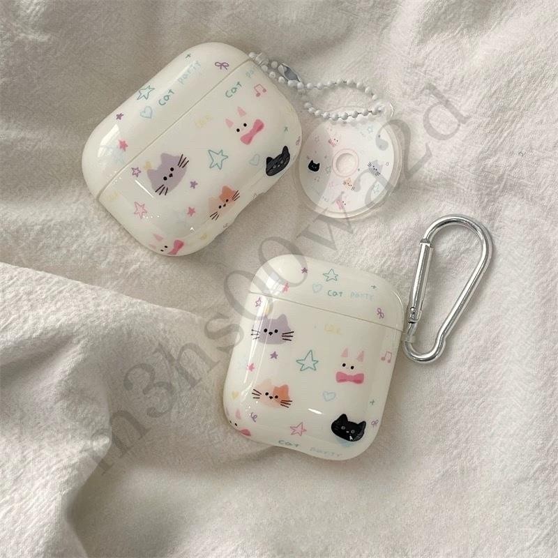 韓國塗鴉 星星貓咪 耳機套 Airpods pro 4代 防摔保護套 3代耳機殼 1/2代 4代耳機保護殼