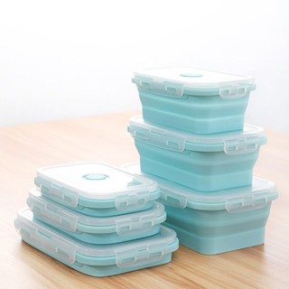 【折疊收納盒 外帶餐盒】食品級矽膠 盒 壓縮飯盒 可折疊微波爐 便噹盒 冰箱保鮮盒 折疊隨身攜帶 野餐露營上班