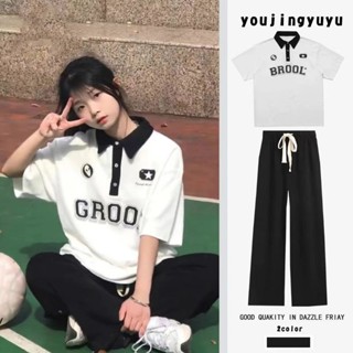 【solo】女夏時尚運動休閒套裝女短袖兩件式套裝運動套裝休閒套裝套裝女(上衣加褲子兩件套)a