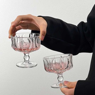 玻璃高腳杯 浮鵰玻璃杯 造型高腳杯 高腳玻璃杯 雞尾酒杯 高顏值透明浮鵰冰淇淋甜點杯簡約ins風玻璃雪糕杯高腳甜品杯