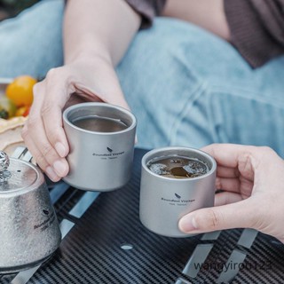 🎉限時特價🎉必唯純鈦雙層茶杯 防燙隔熱功夫茶杯 超輕功夫泡茶杯 純鈦水杯啤酒杯咖啡杯75ml