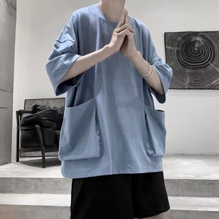 素色雙大口袋t恤 男夏季潮流打底短袖上衣 夏天衣服 男生上衣 短T恤 班服 大尺碼 短袖t恤（WH126）【壹號站】