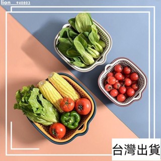 臺灣出貨 居家優品 創意水果盤好評率高雙層廚房洗菜盆瀝水籃火鍋拼盤洗菜籃家用客廳塑膠水果盆洗水果盤 果盤零食擺放盤
