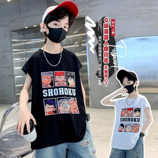 男童背心 大童上衣 兒童衣服 純棉T恤 無袖上衣 薄款夏裝 中大童背心 2025夏季新款 男孩休閒百搭上衣 X6