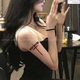 🎀臺灣出貨🎀RUIRUI🎀【7995人收藏】十字架紋身貼英文彩色英文字母防水ins手臂持久男女高顏值貼紙