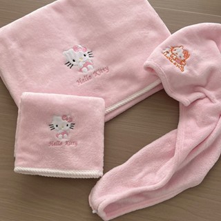 [臺灣出貨】毛巾 浴巾 可愛Hello Kitty浴巾女毛巾兩件套吸水速幹加厚加大卡通洗澡裹巾