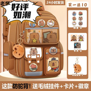 臺灣出貨-卡皮巴拉兒童書包1-3-6年級男女孩小學生護脊雙肩包動漫卡通 【活動價】
