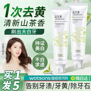 🔥現24H桃園出庫📣山茶花益生菌美白牙膏清新口氣香去牙漬牙黃防蛀牙護齦家庭裝學生【QQ優選】