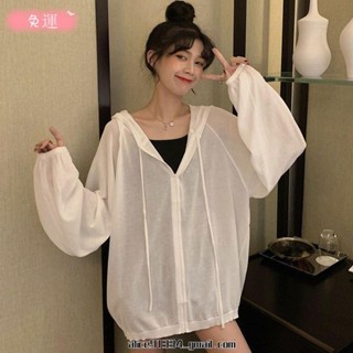 桃園發貨✨【特大尺碼M-5XL 30-100kg】胖MM大尺碼韓版寬鬆冰絲長袖連帽冷鋒衣防曬衣女透氣薄款百搭外套ins潮