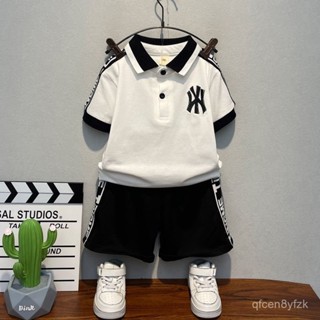 【臺灣出貨】男童夏季polo衫套裝 新款寶寶網紅套裝 兒童短袖衣服 小男孩兩件套 兒童酷帥套裝 夏季童裝