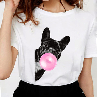Bubble Gum French Bulldog Women T Shirt 法國犬泡泡時尚T恤