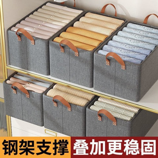 帶蓋衣櫃收納盒 整理箱 收納箱 鋼架收納箱 褲子整理箱 多功能衣褲收納箱 可折疊收納筐 無紡布收納盒