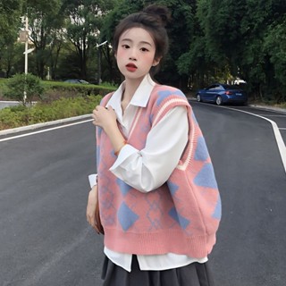 Tianx✨兩件套裝春秋軟糯針織馬甲背心外搭溫柔甜美愛心毛衣疊穿長袖襯衫
