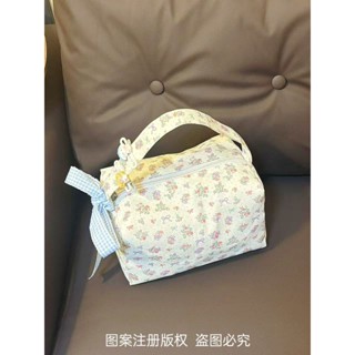 🌷新店特惠48h出庫🌷ins新款卡通碎花便捷化妝洗漱包外出旅行收納包大容量立體手提包【卡其優選】